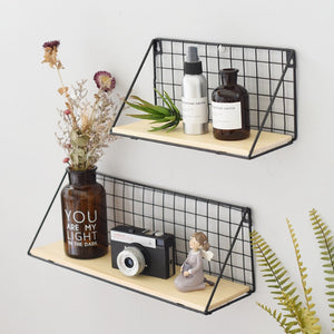 Black Metal Grid Floating Shelves